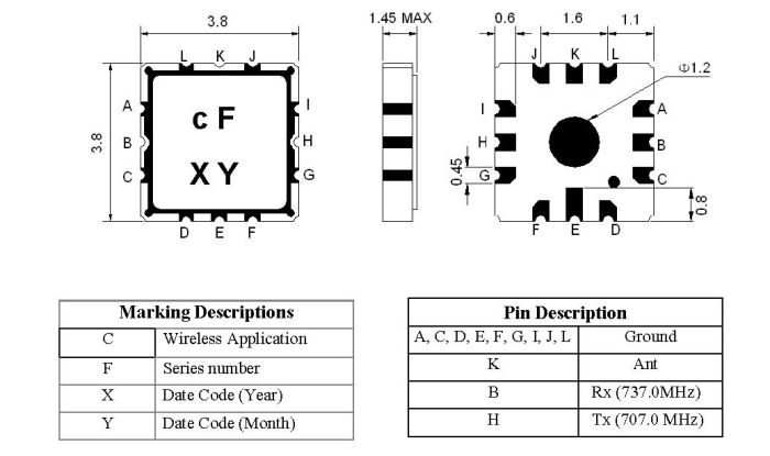698-716 / 728-746 MHz LTE Saw Duplexer