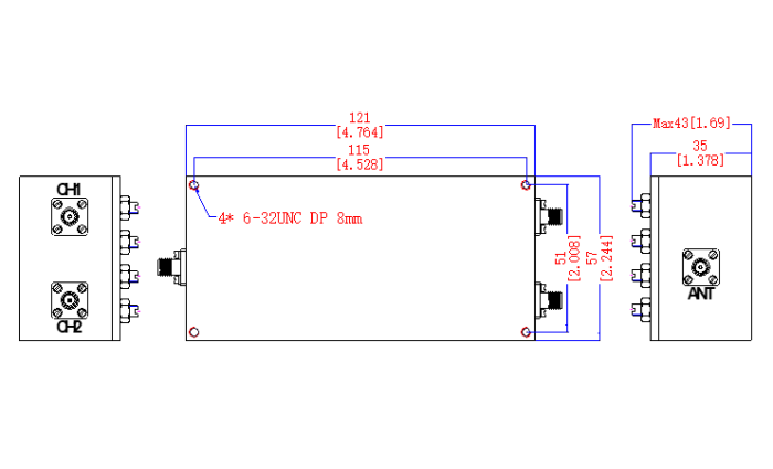 868 – 928 / 2190 – 2390 MHz Cavity Duplexer